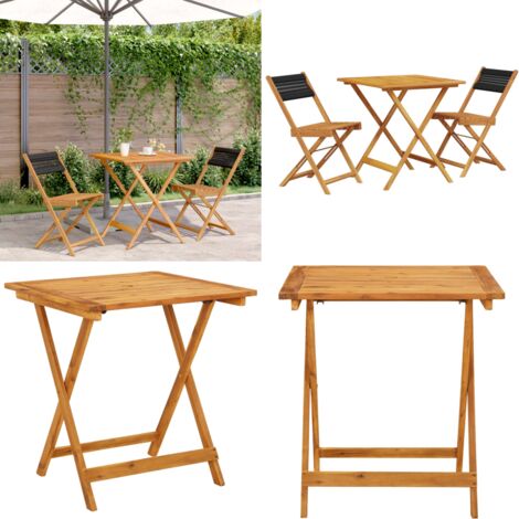 Juego de bistro de 3 piezas polipropileno y madera maciza negro - Patio - Balcón