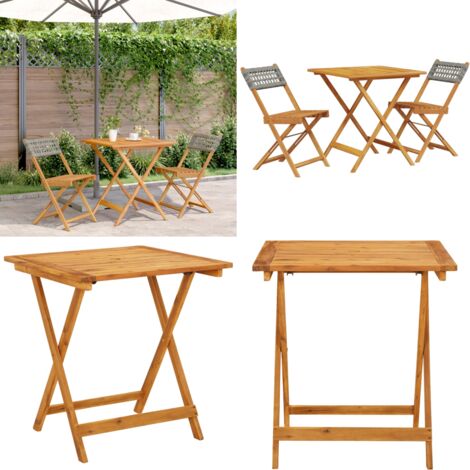 Juego de bistro de 3 piezas ratán PE y madera maciza gris - Patio - Balcón