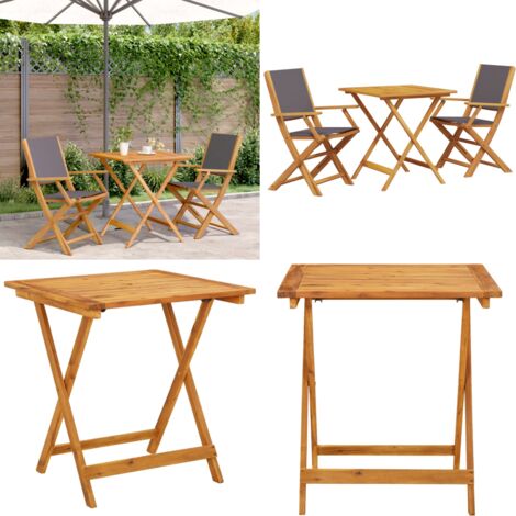 Juego de bistro de 3 piezas tela y madera maciza antracita - Patio - Balcón