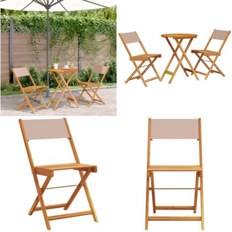 Juego de bistro de 3 piezas tela y madera maciza taupe - Patio - Balcón