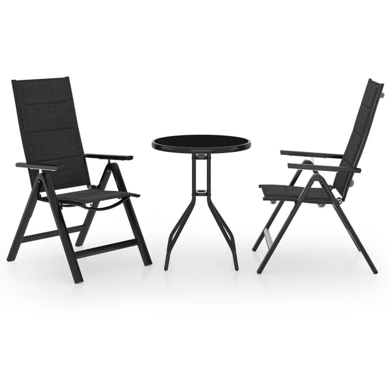 

Juego de bistró de jardín 3 piezas negro y antracita