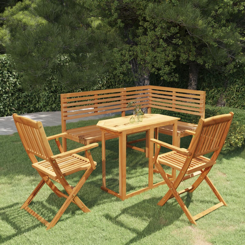 

Juego de bistro para jardin 4 piezas madera maciza de acacia