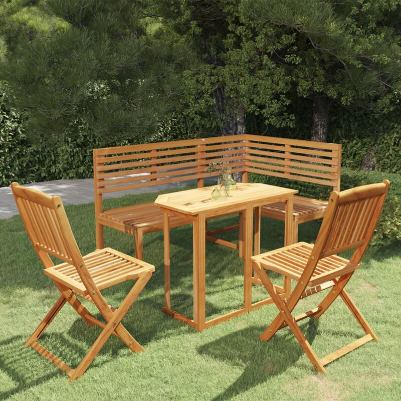 

Juego de bistro para jardin 4 piezas madera maciza de acacia