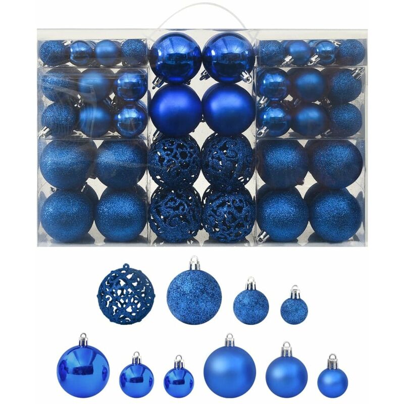 

Happyshopping - Juego de bolas de Navidad 100 piezas azul