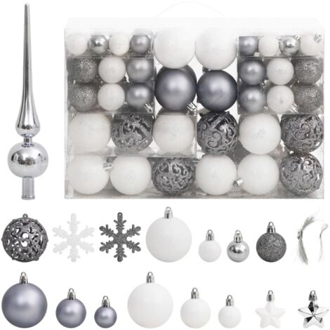 Juego de bolas de Navidad 111 pzas poliestireno blanco y gris vidaXL