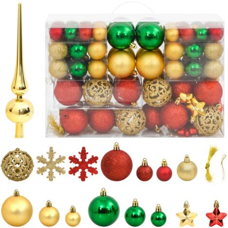 Juego de bolas Navidad 112 pzas poliestireno rojo/verde/dorado vidaXL