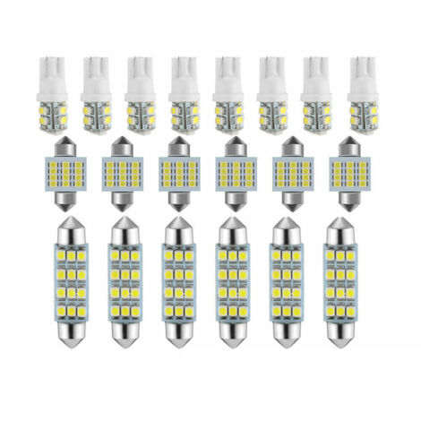 Juego de bombillas LED para coche para luces interiores, de techo, de maletero y de matrícula, luz blanca, potente y económica.
