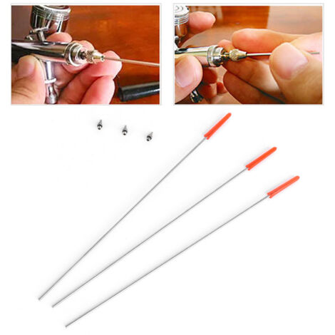 Juego de boquilla y aguja para aerógrafo [3 piezas, 0,4 mm] – Juego de repuesto de acero inoxidable para pistolas pulverizadoras