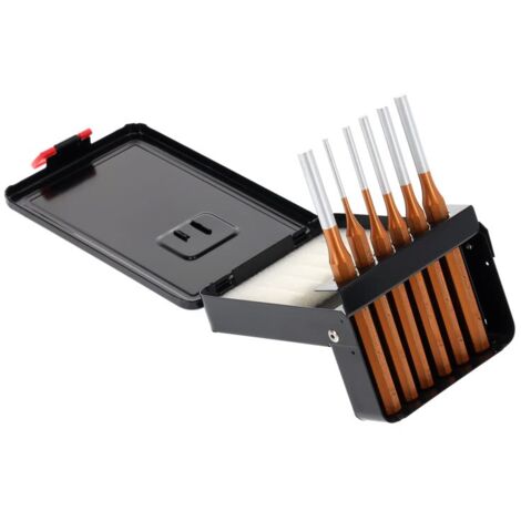 Juego de botadores cilíndricos Ø 3-8 mm + caja metálica, 6 piezas