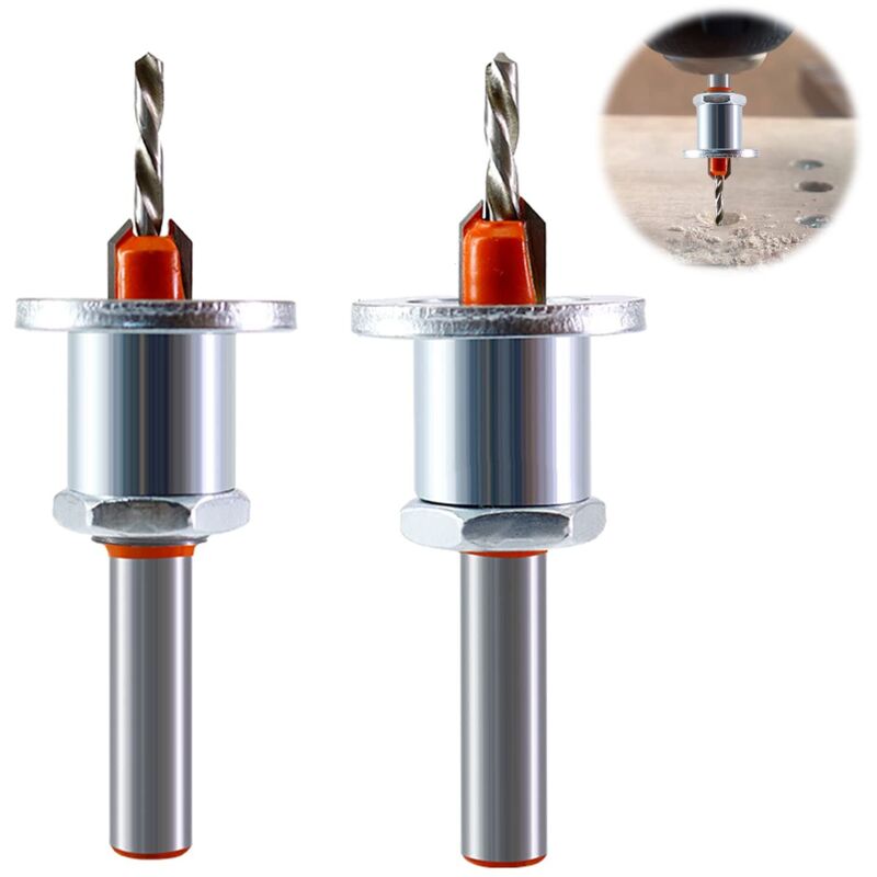 Juego de brocas avellanadoras de 8 mm, brocas avellanadoras HSS, brocas avellanadoras para carpintería, juego completo con topes (2)