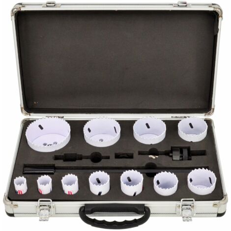 Juego de brocas bimetálicas AWTOOLS en maletín metálico 15 piezas 19-76mm línea negra