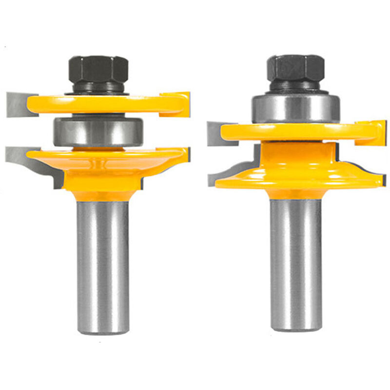 

Juego de brocas de enrutador de ranuras de lengueta de 2 uds, cortador de fresado de madera en forma de T para herramienta de carpinteria, vastago de