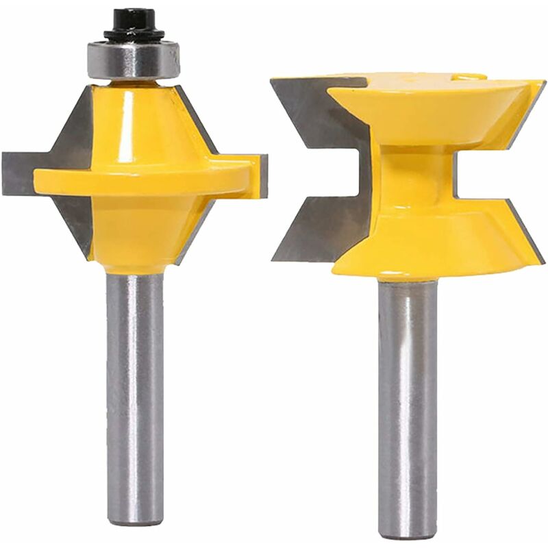 

Litzee - Juego de brocas de enrutador de 2 uds, vástago de 8mm, cortador de fresado para carpintería de 120 grados, herramienta de corte de cincel
