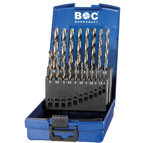 Juego de brocas DIN 338 HSS-G TURBO, caja ABS // 19-uds. 1,0 - 10,0 x0,5 mm  Bohrcraft 12011330019