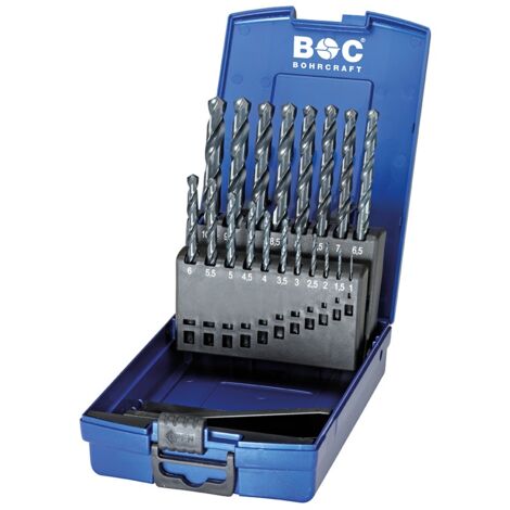 Juego de brocas DIN 338 HSS-G vaporizada caja ABS KG10 OX // 1-10x0,5 / 19-uds.  Bohrcraft 11191330019
