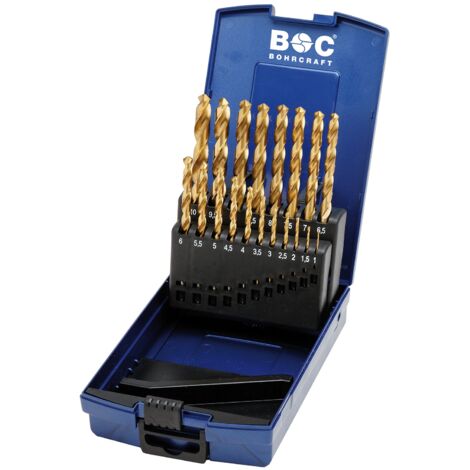 Juego de brocas DIN 338 N HSS-TiN, caja ABS KT10 //1-10x0,5/19-uds.  Bohrcraft 11301330019
