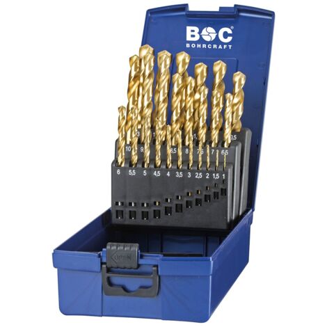 Juego de brocas DIN 338 N HSS-TiN, caja ABS KT13 //1-13x0,5/25-uds.  Bohrcraft 11301330025
