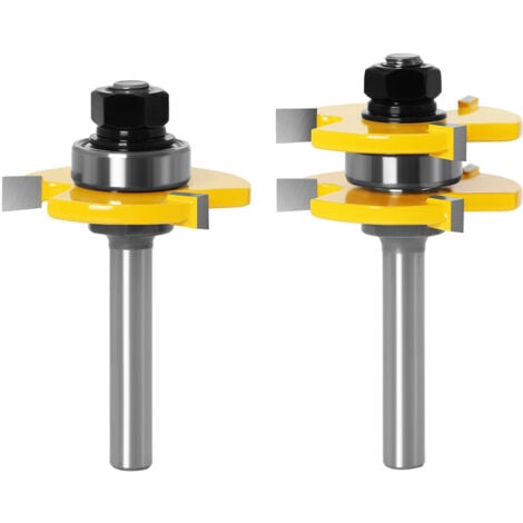 Juego de brocas enrutadoras de lengüeta y ranura de 3 flautas, vástago de 8mm en forma de T, herramientas de carpintería