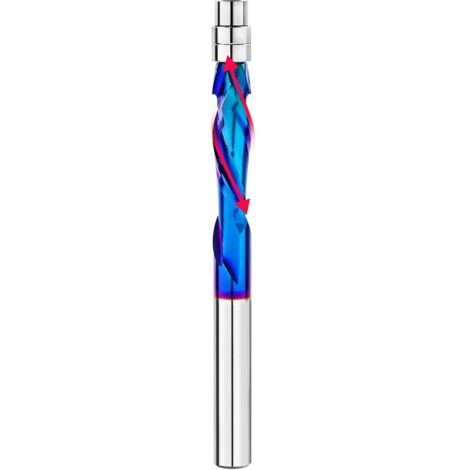 Juego de brocas espirales de compresión de 6,35 mm de diámetro de corte, vástago de 6,35 mm, longitud de corte de 28 mm, fresa CNC para tallado de madera, grabado para carpintería