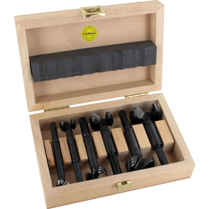 Famag - Juego de brocas Forstner WS-Bormax 2.0 de 6 piezas. ø 15 - 40 mm longitud 90 mm en casete de madera - 1622.606