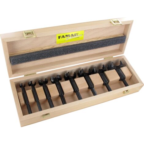 Juego de brocas Famag Forstner WS-Bormax 2.0 de 8 piezas. Ø 15 - 50 mm longitud 90 mm en casete de madera - 1622.508