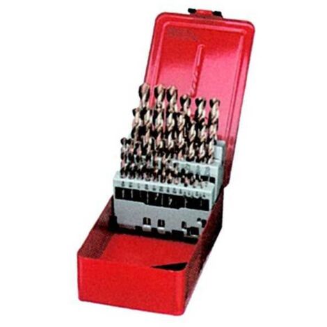 Juego de brocas helicoidales A095 DIN 338 TypeN D.1-10x0.5mm HSS 19 piezas Ku.-Kass.DORMER