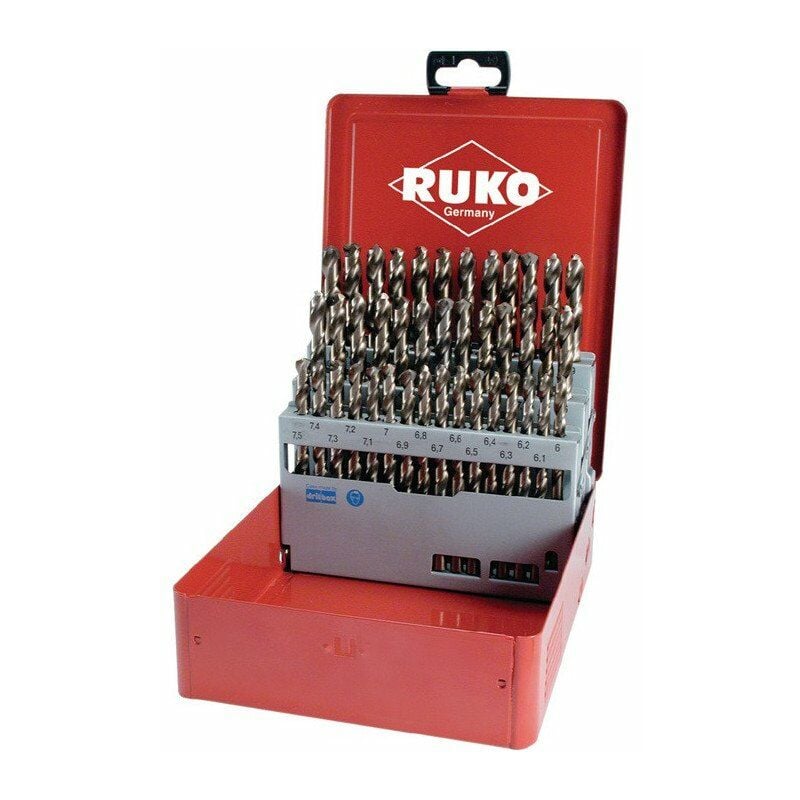 

Juego de brocas helicoidales DIN 338 TypeN D.6-10x0.1mm HSS-Co5 41 piezas, caja metálica.