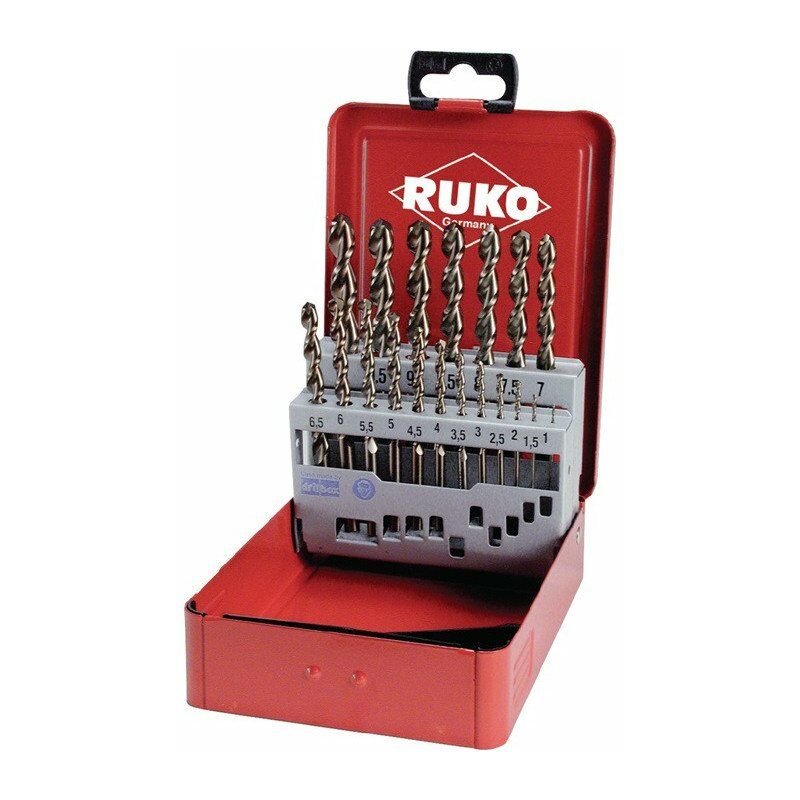 

Ruko - Juego de brocas helicoidales DIN 338 TypeN UTL 3000 D.1-10x0.5mm HSS-Co5 19 piezas, caja metálica.