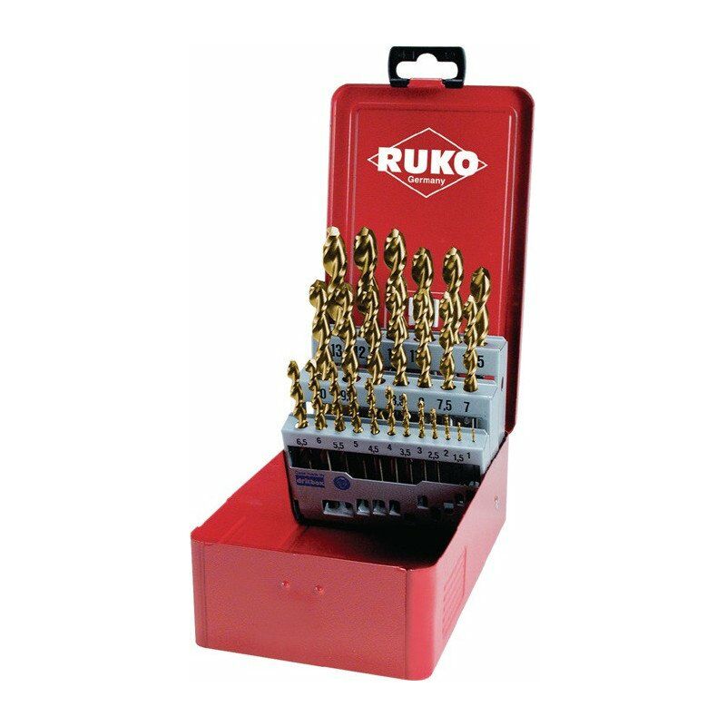 

Juego de brocas helicoidales DIN 338 TypN TL 3000 D.1-13x0.5mm HSS TiN 25 piezas, caja metálica.