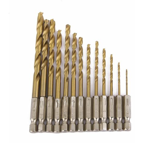 Juego De Brocas Helicoidales MINKUROW - 13 Piezas Vástago Hexagonal Acero De Alta Velocidad Para Madera Plástico Aleación De Aluminio, Cambio Rápido, 1,5-6,5 Mm