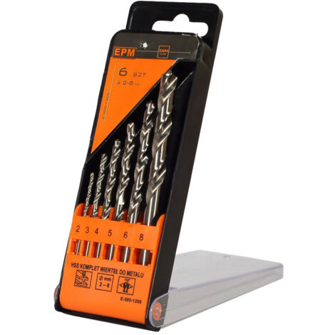 Juego de brocas HSS para metal, 2-8 mm, 6 piezas - E-500-1206
