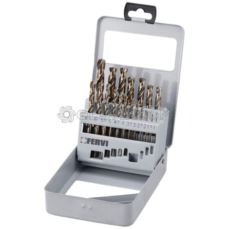 JUEGO DE BROCAS MANGO CILINDRICO AUTOCENTRANTES COBALTO HSS 1 - 10 MM FERVI P067