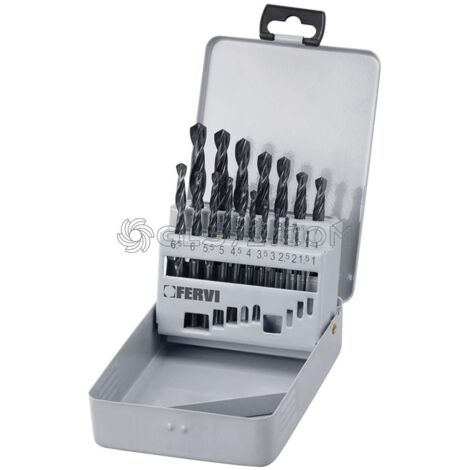 JUEGO DE BROCAS MANGO CILINDRICO AUTOCENTRANTES HSS 1 - 10 MM FERVI P045
