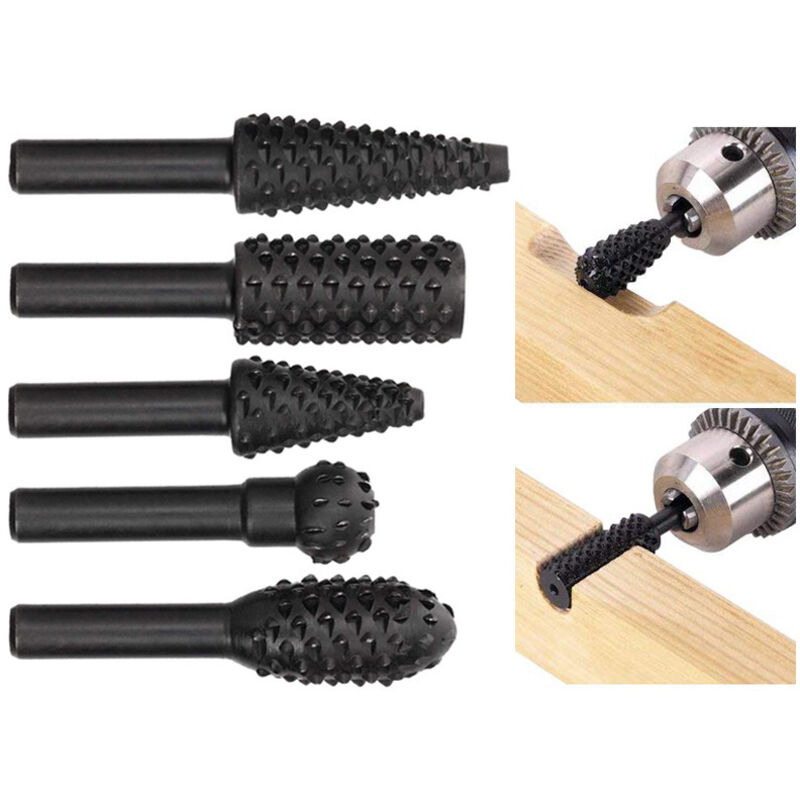 Juego de brocas para bricolaje, 5 piezas, vástago de 1/4 de pulgada, herramientas de corte para carpintería para construcción general e ingeniería,