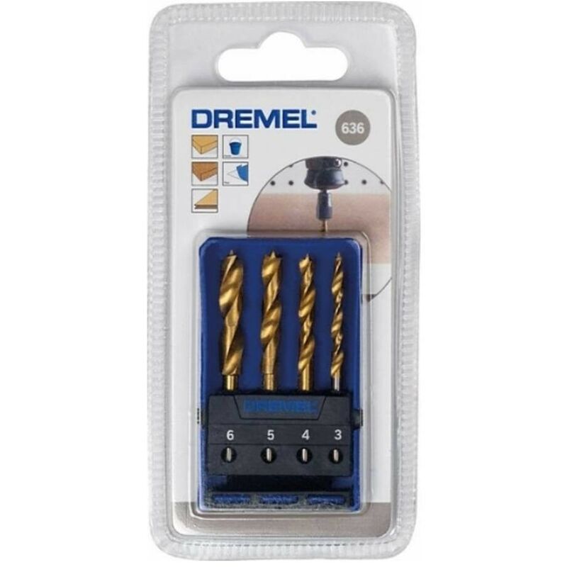 

Dremel 26150636JA Set 4 brocas para madera (3, 4, 5 y 6 mm). blister