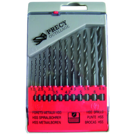 Juego de brocas para metales Précy HSS Estándar 13 brocas de 1,5 a 6,5