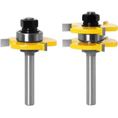Juego de brocas para ranurar y machihembrar de 3 flautas, vástago de 8 mm, forma de T, herramientas para trabajar la madera