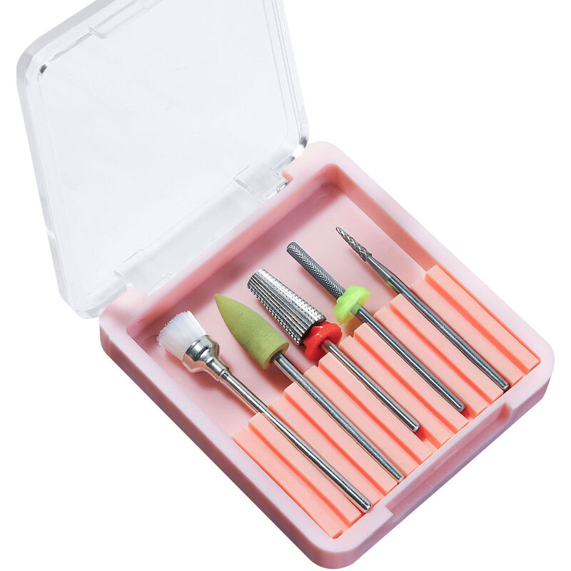 

Happyshopping - Juego de brocas para unas, juego de brocas para pedicura y manicura, 5 piezas, brocas de repuesto para taladro electrico para unas,