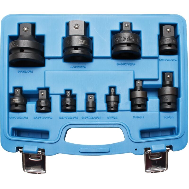 

Juego de adaptadores de impacto y articulaciones universales | 6,3 mm (1/4') - 25 mm (1') | 11 piezas - Bgs Technic