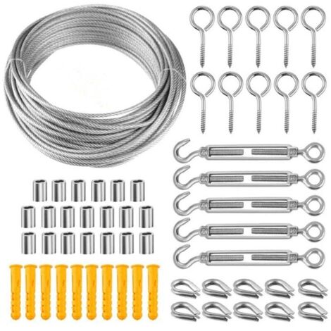 Juego de cables colgantes de acero inoxidable, cable de 50 m, juego de entrenamiento para plantas trepadoras, cuerda para barandillas de escaleras – 5, AAFGVC