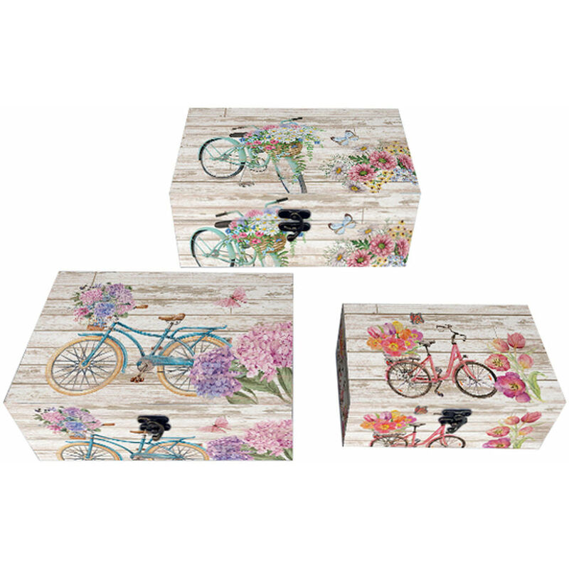 

Juego de Cajas Decorativas DKD Home Decor Bicicleta Poliuretano Madera MDF (30 x 20 x 12 cm) (3 pcs)