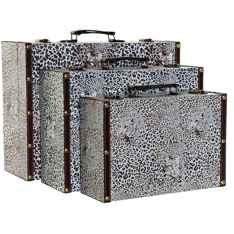 

Juego de Cajas Decorativas DKD Home Decor Madera Colonial Lienzo (3 pcs)