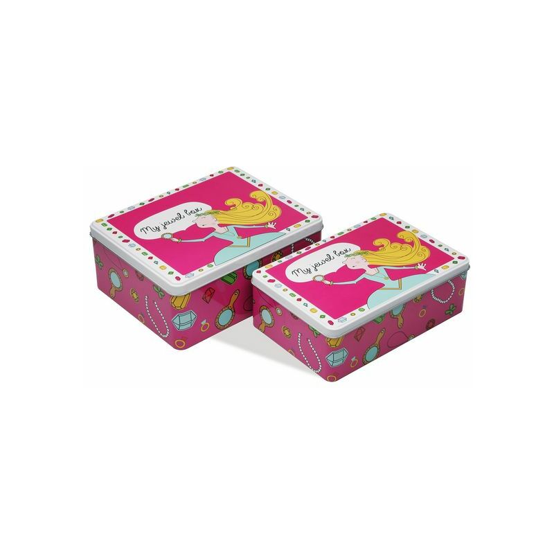 

Juego de Cajas Decorativas Princesa Metal (2 pcs) (16,6 x 9,1 x 21 cm)