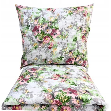 JUEGO DE CAMA 200x220 100% ALGODÓN GRUESO 3 PIEZAS FLORES POLACAS PREMIUM