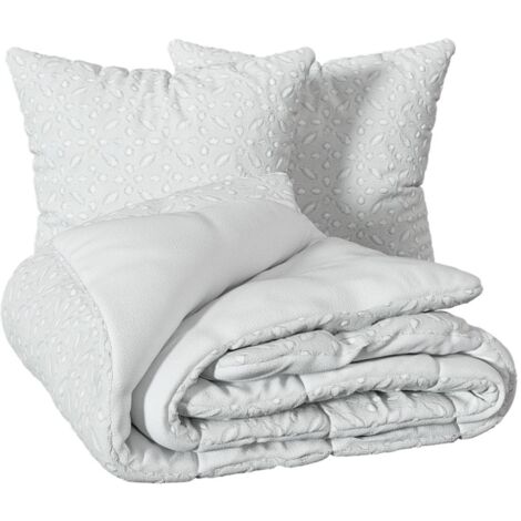 Juego de cama de 3 piezas en jacquard blanco Cisne 260x240cm - Atmosphera créateur d'intérieur