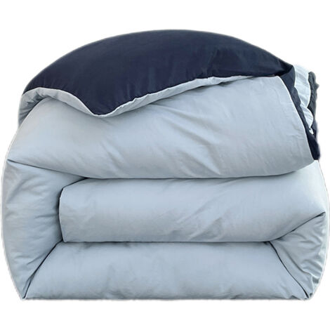 Juego de cama de 4 piezas: funda nórdica (240 x 260 cm), sábana bajera (180 x 200 cm) y 2 fundas de almohada (48 x 74 cm). Capacidad para 2 personas. Juego de microfibra de 120 hilos, en gris y azul o