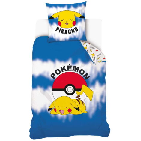 Juego de cama de algodón 140x200 Pokémon Pikachu juvenil