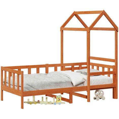 Juego de Cama de Día 2 pcs Marrón cera Madera de pino macizo vidaXL