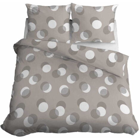Juego de cama de satén 160x200 lunares beige
