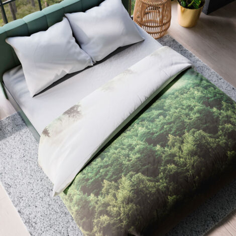 Juego de cama FOREST 160x200 cm - algodón satinado, estampado de bosque, naturaleza en tu dormitorio